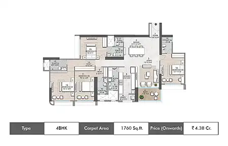 4 BHK-1760 SqFt